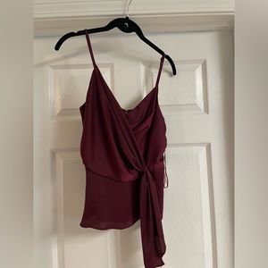 ASTR The Label Burgundy Wine Satin Camisole Tank Top Shirt